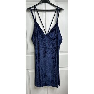 Vintage Petra Fashions Women's 2X Blue Velour Nightgown Short Chemise Babydoll